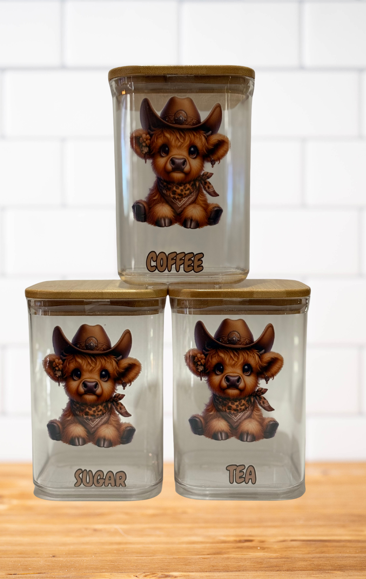 COWBOY COW CANISTER SET