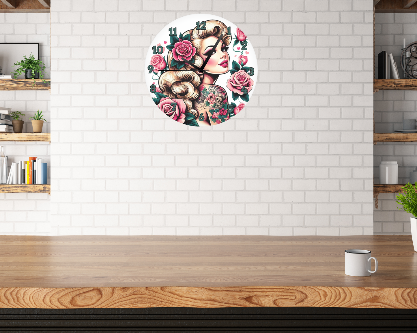 VINTAGE PINUP GIRL WALL CLOCK