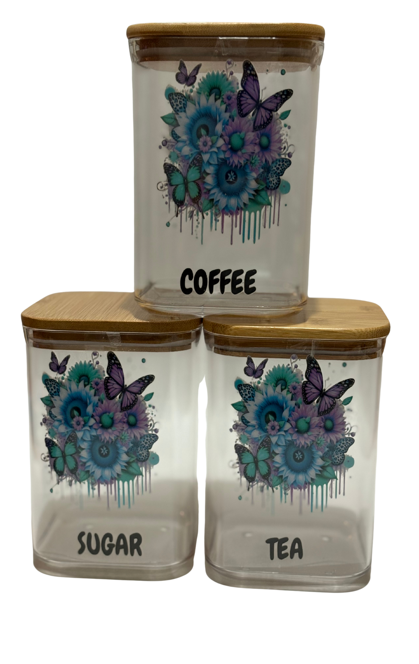 BLUE FLOWER DESIGN CANISTER SET