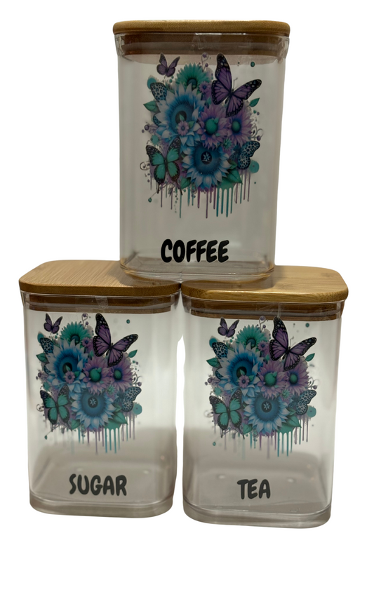 BLUE FLOWER DESIGN CANISTER SET