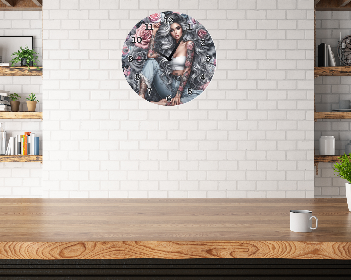 TATTOOED GIRL WALL CLOCK