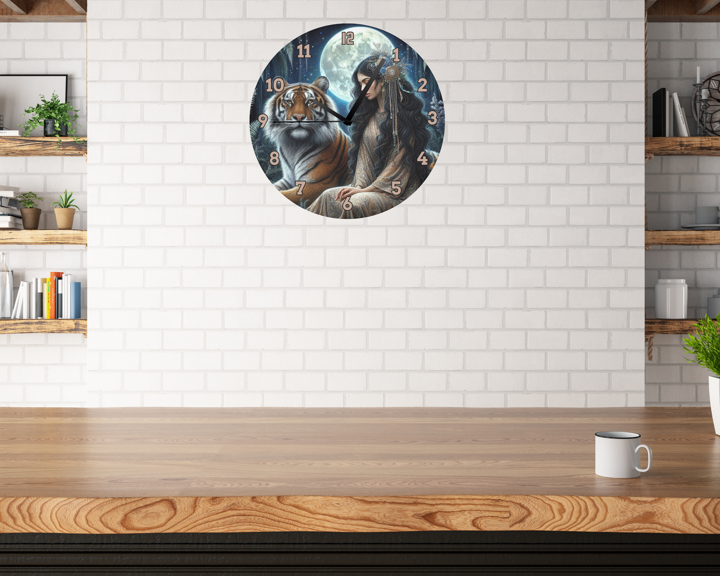 GIRL WITH TIGER WALL CLOCK