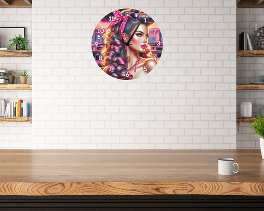 ROCKABILLY CHICK WALL CLOCK