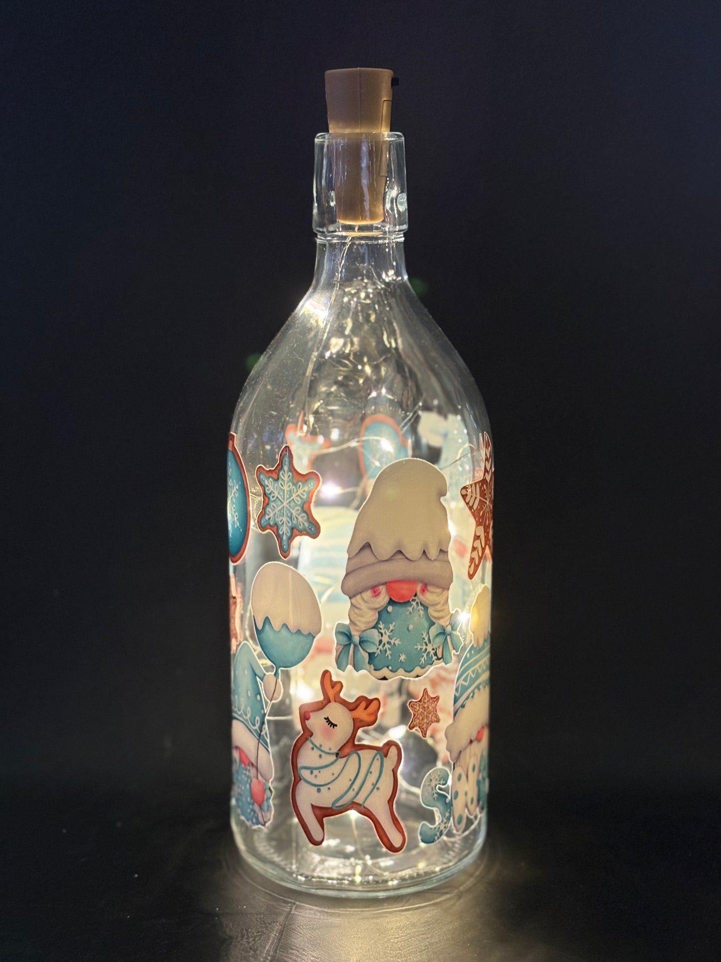 CHRISTMAS GLASS LIGHTS BOTTLE-GNOMES
