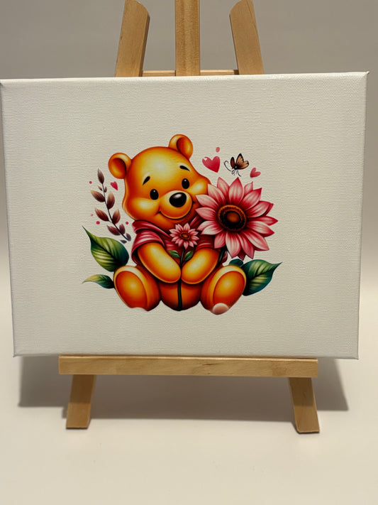 POOH BEAR FLOWER CANVAS WALL PRINT