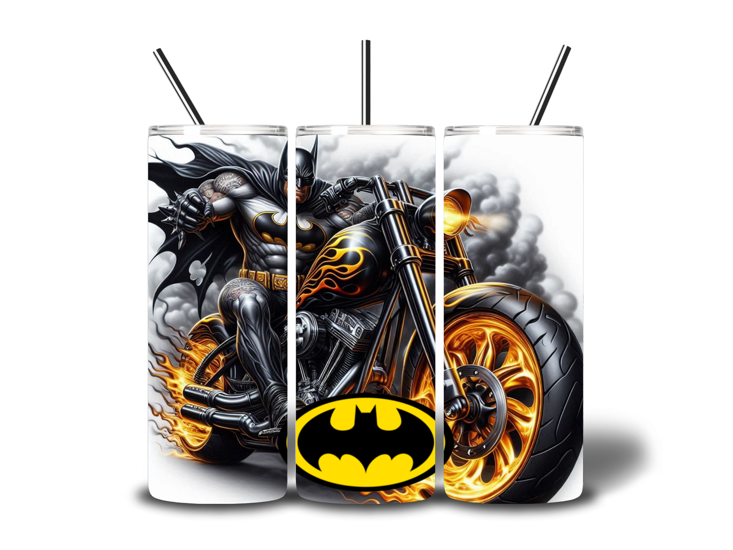 BATMAN ON BIKE 20oz STAINLESS TUMBLER